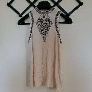 Sleeveless Top with Black Embroidery